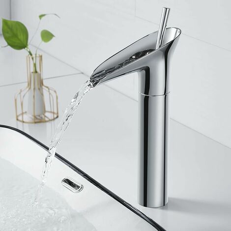 Badarmatur, Wasserfall-Badezimmerarmatur, Einhand-Waschbecken, Chrom, Retro-Einhebel-Badezimmer-Mischbatterie, Messing-Waschtischarmatur, Handwaschbecken-Hahn, Waschtischarmatur