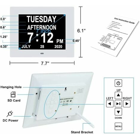 Digitale Kalenderuhr, extra große Tagesuhr, Datum, Uhrzeit und