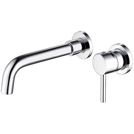 Wandmontierter Waschbecken-Wasserhahn, Wand-Mischbatterie aus hochwertigem Messing, verdeckter Badezimmer-Wasserhahn, 360° drehbarer Kalt- und Warmwasserhahn, Chrom (1/5)