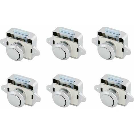 Push-Lock Verriegelung, Möbelschloss Push Button Lock Druckknopfschlösser mit Zinklegierung Griff für Wohnmobil Schiff Yacht Camping, 6 Stück Chrom
