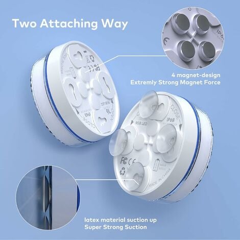 2 LED-Tauchlicht, LED-Poollicht Mit 13 LED-Lampenperlen, kreuzförmigem  Magnet, 4 Saugnäpfen, 16 RGB-Beleuchtungsmodi