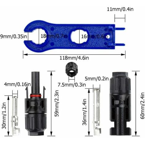 10 Paar MC4 Stecker/Buchse Solarpanel Kabel Photovoltaik System Wasserdichtes Solarpanel Kabel Zubehör - Schwarz