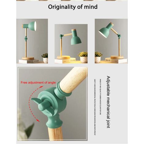 Kreative Holz-Schreibtischlampe im nordischen Stil Faltbare Tischlampe aus Eisen Augenschutz-Leselampe für Wohnzimmer Schlafzimmer Wohnkultur Grün-Weißes Licht