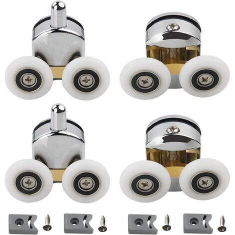 Set mit 4 Doppelrollen – für Duschschiebetüren, 2 Räder mit 23 mm Durchmesser, Zinklegierung für Badezimmer (1/5)