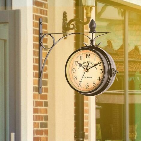 Relaxdays Bahnhofsuhr Doppelseitig 50 Cm Doppelseitige Retro