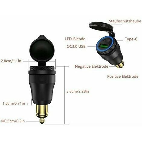 Motorrad-USB-Zigarettenanzünder-Adapter – Dual-USB-Buchse – 12 V PD 3.0 und  QC 3.0 – für BMW