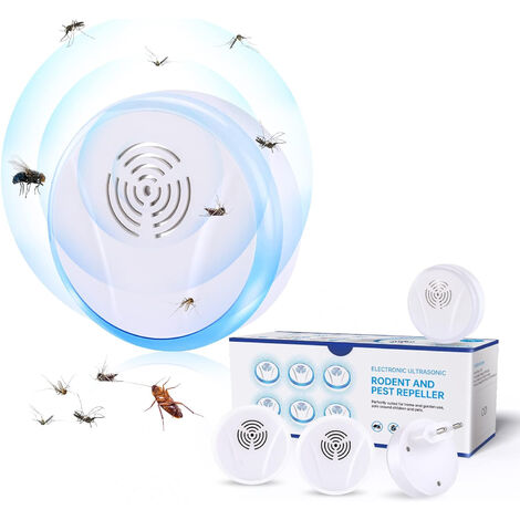 Ultraschall-Mückenschutz, Mückenschutz-Packung 4, Mückenschutz für den Innenbereich für Nagetiere, Mäuse, Mücken, Kakerlaken, Spinnenfliegen (1/4)