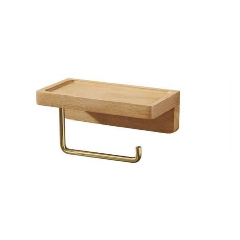(Faggio) Porta carta igienica doppia installazione in legno massello di faggio Porta carta igienica a parete autoadesivo con angoli arrotondati Porta rotolo di carta Decor per bagno Cucina FLITI (1/4)
