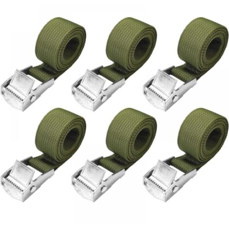 1 m Spanngurte – 6er-Pack kurze Ratschengurte in Armeegrün mit 25 mm enger Schnalle, 250 kg Fahrradgurte, extrem starke Motorradgurte FLITI (1/4)