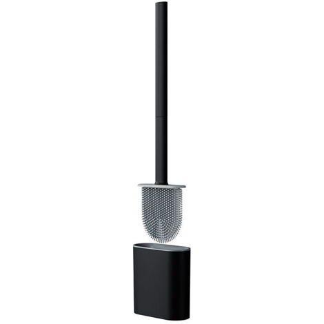 Schwarze Toilettenbürste, Toilettenbürste, Silikon-Toilettenbürste zum Aufhängen, Toilettenbürste und Halter, Silikon-Toilettenbürste mit Wasserfilterbasis und schnelltrocknender, Wand-/Bodenmontage F (1/4)
