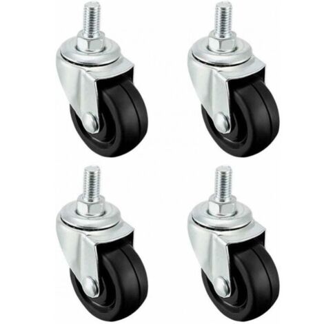 Sourcing Map PU-Lenkrollen Mit Gewinde M10 X 25 Mm – 3,8 Cm Rad, Tragkraft 300 Kg Pro Set, 4 Stück, Leise Und Stabil