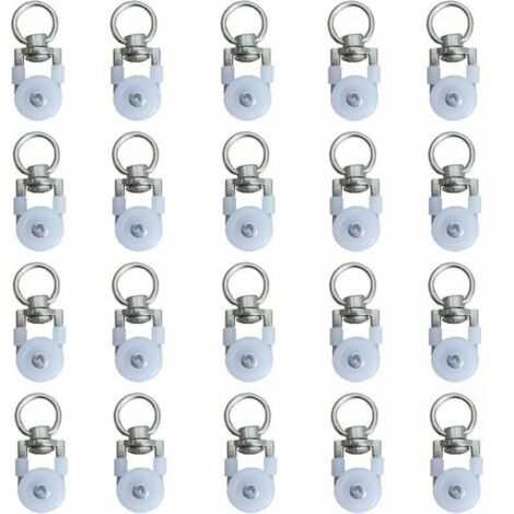 20 Stück Vorhangschienenrollen, Laufrollen, Gardinenstangenrollen, geräuscharme Riemenscheibe, Fenstervorhangschienenrolle, Doppelfenster-Vorhangschienenrolle FLITI