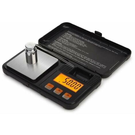 Bilancia da cucina, bilancia tascabile digitale 50 g/0,001 g, bilancia alimentare di precisione 0,001 g, con calibrazione del peso 50 g, pinzette, funzione tara, LCD con retroilluminazione FLITI (1/4)