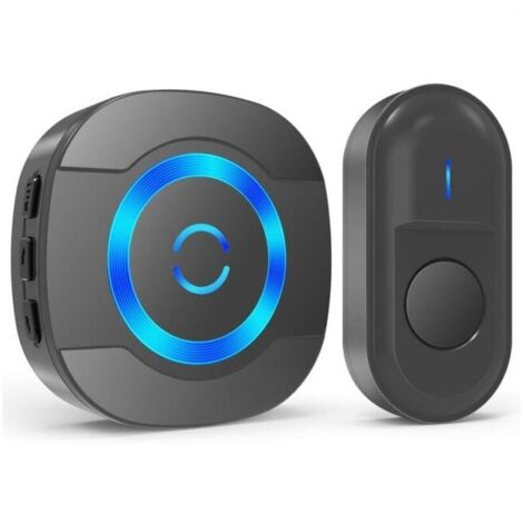 Schwarze kabellose Türklingel, 300 m, IP55, wasserdicht, elektronische Türklingel mit Plug-in-Empfänger für Zuhause, 55 Melodien, LED, FLITI
