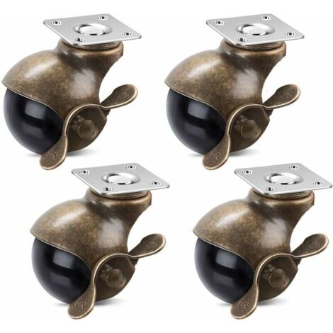 2-Zoll-Kugelrollen mit Bremse, 360-Grad-Antikmessing-Oberplattenrollen für Möbelschränke, Rollstühle (352 lbs, 4er-Pack) FLITI (1/4)