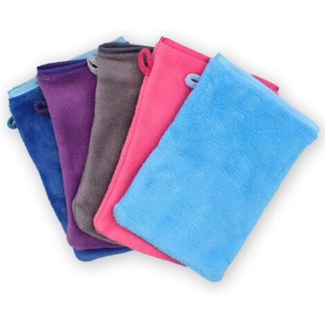 5-teiliger Waschlappen, Waschlappen, Mikrofaser-Waschlappen, Waschlappen-Set, für Bad, Make-up-Entfernung, Gesichtswaschen, 15 x 20 cm (5 Farben) FLITI (1/4)
