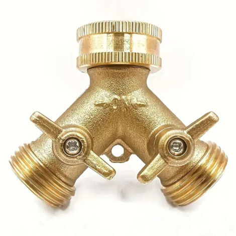 Doppelter Wasserhahn für Waschmaschine, 3/4 Zoll, 2-Wege-Y-Anschluss für Gartenschlauch mit unabhängigen Ventilen für Garten, Gemüsegarten im Freien FLITI (1/4)