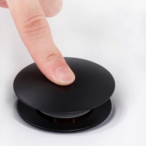 Pop-Up-Ablaufstopfen Für Waschbecken – Aus Massivem Messing, Schwarz, Ohne Überlauf, Loch-Ø 3,8 Cm