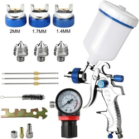 Professionelle Luftspritzpistole Set Mit 3 Düsen | Inklusive Manometer & Zubehör | Ideal Für Lackierarbeiten & Heimwerker