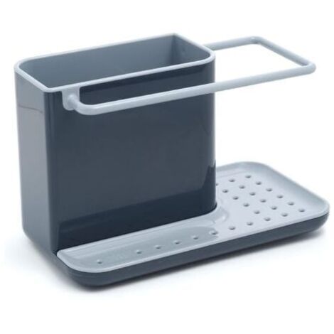 Spülbecken-Caddy/Organizer mit integrierter Abtropffläche, Schwamm-, Bürsten-, Spülmittel- und Geschirrtuchhalter, abnehmbar, Standardgröße, grau  FLITI