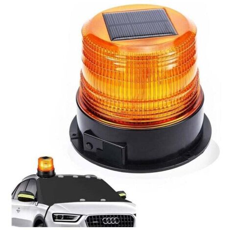 12V Solar/USB LED Blinklicht, Magnetisiertes Blinklicht für Auto, LKW, Kabellos, Super Hell, 1pc FLITI