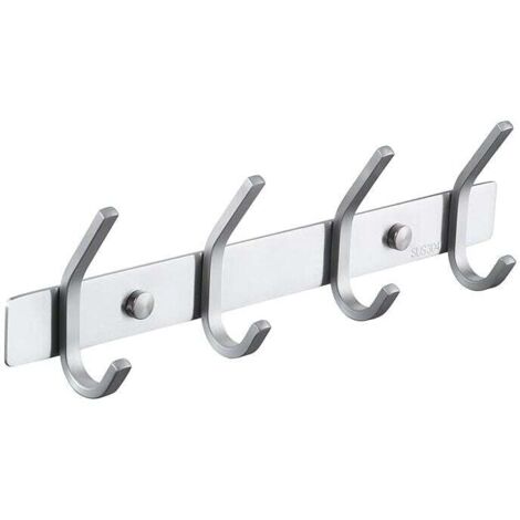 Garderobenständer Kleiderbügel Garderobenständer Kleiderbügel Edelstahlgarderobe Kleiderständer Kleiderbügel 4 Haken Kleiderschrank Wandhandtuchhalter Badezimmer Gebürstet FLITI (1/4)