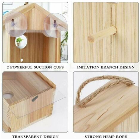 Transparentes Vogelhaus Aus Holz Für Den Außenbereich – Mit Sichtfenster, Einfach Zu Montieren, Geschenk Für Kinder