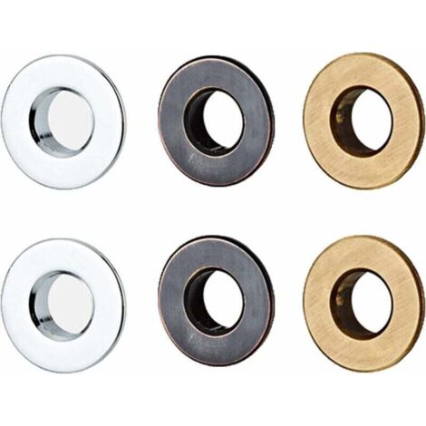 6-teiliger Überlaufring, Messingringeinsatz, Überlaufringe für Waschbecken, Ersatzteil für Badezimmer- oder Küchenspüle (Chrom, schwarze Patina, antike Farbe)  FLITI