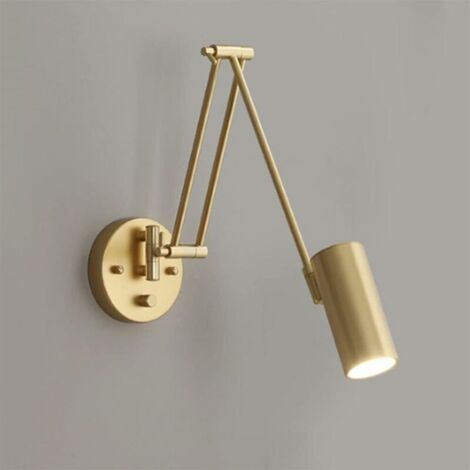 Einfache Wandleuchte im Industriestil, gold-schwarze Lesewandlampe, Wohnzimmerwandlampe mit einstellbarer Helligkeit FLITI (1/4)