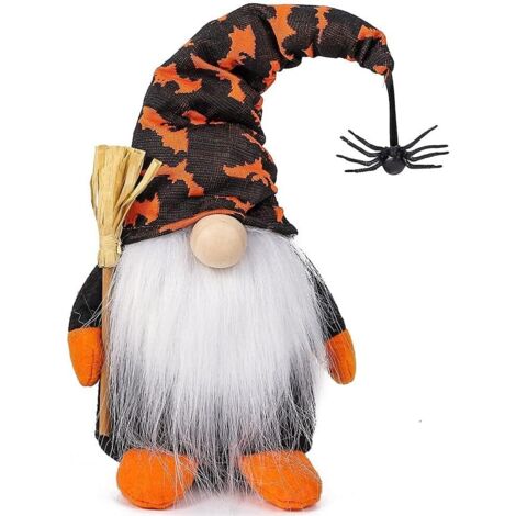 Handgefertigte, gesichtslose Zwergenfigur aus Samt für Halloween, Bauernhof-Elf, Herbstfigur mit Bart (1/4)