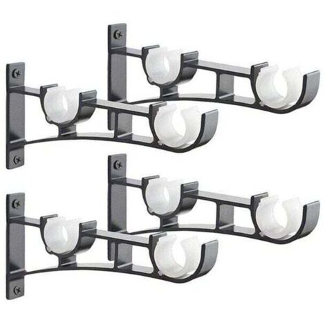 4-teiliges, robustes Gardinenstangenset aus Metall, Gardinenstangenhalterung, Doppelgardinenstangenhalter, Gardinenstütze, Aluminium-Gardinenstangenhalterung, Gardinenstangenstütze (1/4)