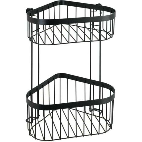 Klassisches Eckduschregal Plus, 2 Eckduschkörbe, rostfreier Stahl, 23,5 x 33 x 18,5 cm, Schwarz (1/4)