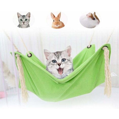 Atmungsaktive Katzenhängematte, strapazierfähiges Hängebett für Katzen, doppelter Leinen-Baumwollbezug, komfortabel, nicht erstickend, Hängemattenbett für Katzen/Kätzchen/Kaninchen, bis 7 kg - Fei Yu (1/4)