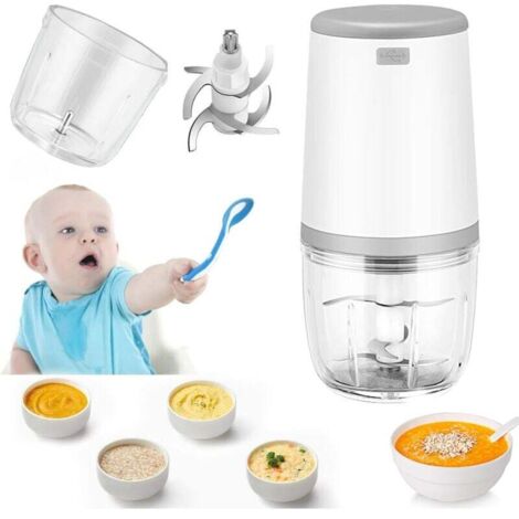 Mini-Babymixer, Mini-Küchenmaschine, 300-ml-Babymixer, Mini-Elektro-Zerkleinerer, Mini-Küchenmaschine mit USB-Ladefunktion, Elektromixer für Kinder, Babynahrungszubereiter