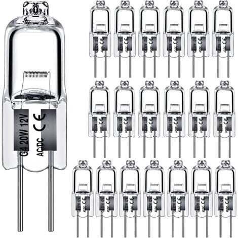 Aiperq G4-Halogenlampen, 20 W, 12 V, 2-poliger Sockel, Ersatz für Landschafts-Unterschrank-Puck-Lichtschienenbeleuchtung, dimmbar (10er-Pack) (1/4)