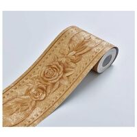 Selbstklebende Blumen-Wandbordüre für Heimdekoration – ideal für Küche oder Badezimmer – 10,6 cm x 5 m, Gold