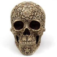 Halloween-Dekoration, menschlicher Schädel aus Kunstharz, Schädelskulptur 19 cm, menschlicher Kopf, Sammler-Skelett, Heimdekoration