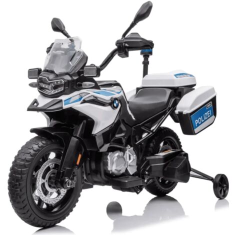 Berghoff – Moto électrique pour enfants BMW F850 GS – 12V – 3 à 6 ans – Lumières clignotantes et sirène intégrée – Couleur blanche