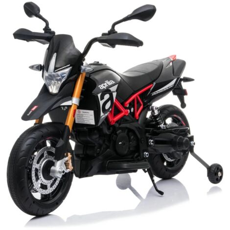 Berghoff – Moto électrique enfant 12V – Âge 3 à 6 ans – Vitesse 5-6 km/h – Phares avant et arrière – Batterie lithium 10,8V 3,1Ah – Licence officielle Aprilia