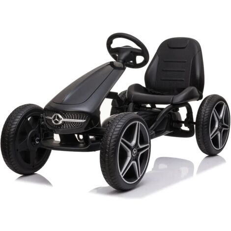 Berghoff – Go Kart enfant Mercedes à pédale – 3 à 7 ans – Frein à main robuste – Siège en cuir ajustable – Pneus en caoutchouc