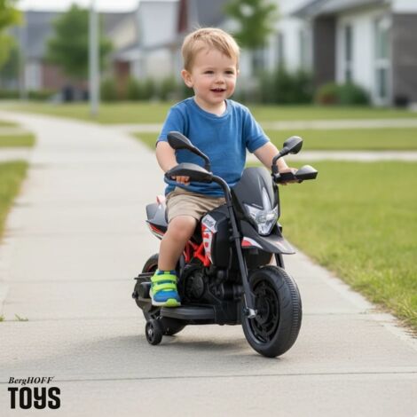 Moto Électrique Pour Enfant Aprilia Dorsoduro 6V - Rouge, Batterie 6V, Phare, Roues Stabilité - Dès 2-3 Ans, Jouet Moto Garçon Fille - 4