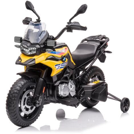 Berghoff – Moto électrique enfant 12V – BMW F850 GS – 3 à 6 ans – Vitesse 6 km/h – Roues latérales amovibles pour débutants