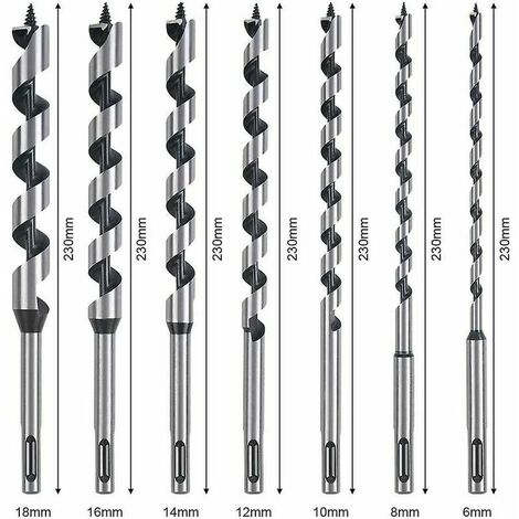 Jeu de forets hélicoïdals à bois, 8 pièces, Forets à bois hélicoïdaux