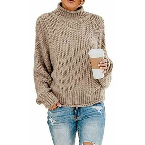Enjoyoself Pull Femme Col Roulé Tricot Hiver Chaud Thermal Chic