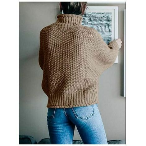 Femme Col roulé Doux Hiver Manches Longues Tricot Pull Chaud Pull