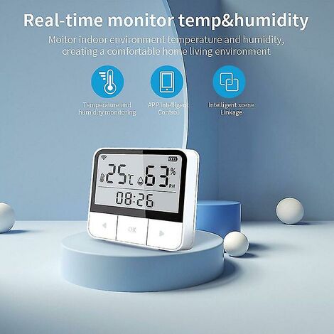 Capteur de température et d'humidité intelligent Wifi, thermomètre  hygromètre intérieur tuya avec rétro-éclairage d'affichage Lcd