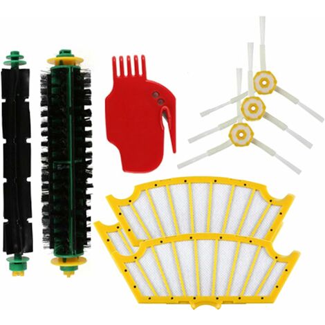 Kit d'accessoires pour aspirateur iRobot Roomba 500 Series 500 510 527 530  560 570 Pièces de rechange pour aspirateur robotisé, 1 brosse principale +  3 filtres + 3 brosses latérales + 1 outil