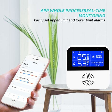 Thermomètre hygromètre WiFi avec sonde externe,moniteur numérique sans fil  de température et d'humidité de synchronisation en temps réel,avec écran