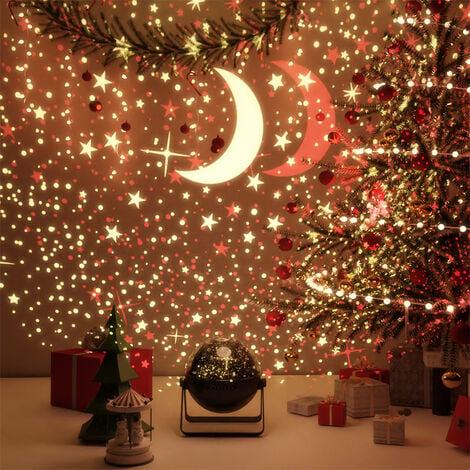 Veilleuse Baby Star, Projecteur Planétarium LED Veilleuse Enfant Lampe  Musicale et Lumineuse Rotation à 360°, 8 Chansons, 6 Projections de Films,  4 Modes Couleurs pour Anniversaire Noël 