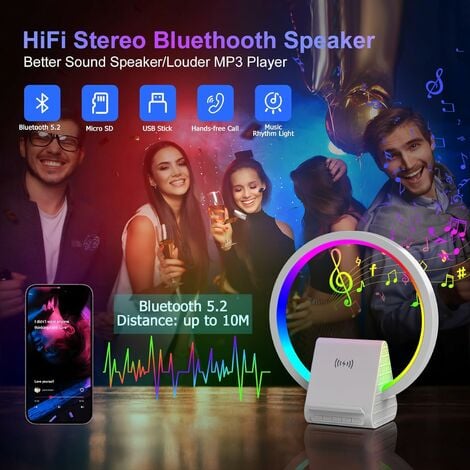 Enceinte Bluetooth Réveil Lampe de Chevet Tactile Chambre RGB Changement de  Couleur LED Réveil Veilleuse Enfants Cadeau Noel Haut-Parleur Bluetooth  Portable Idee Cadeau Ado Fille Cadeau pour Ado
